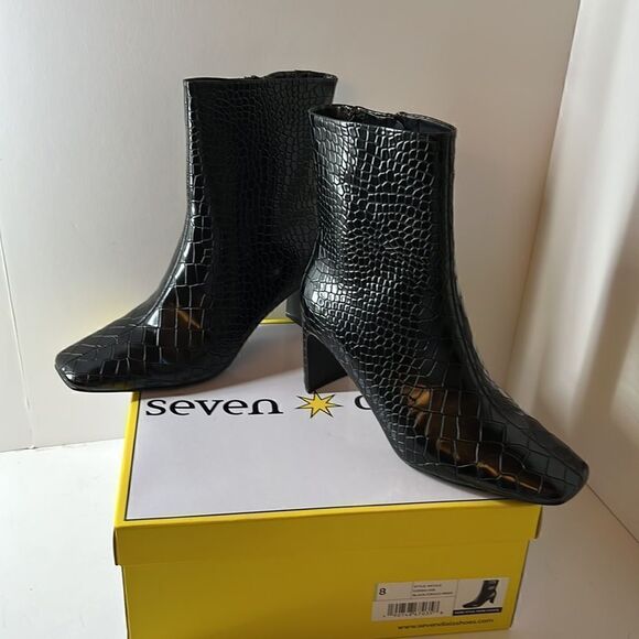 Seven Dials Nicole Black Croc Ankle Boots size 8 - Picture 4 of 7